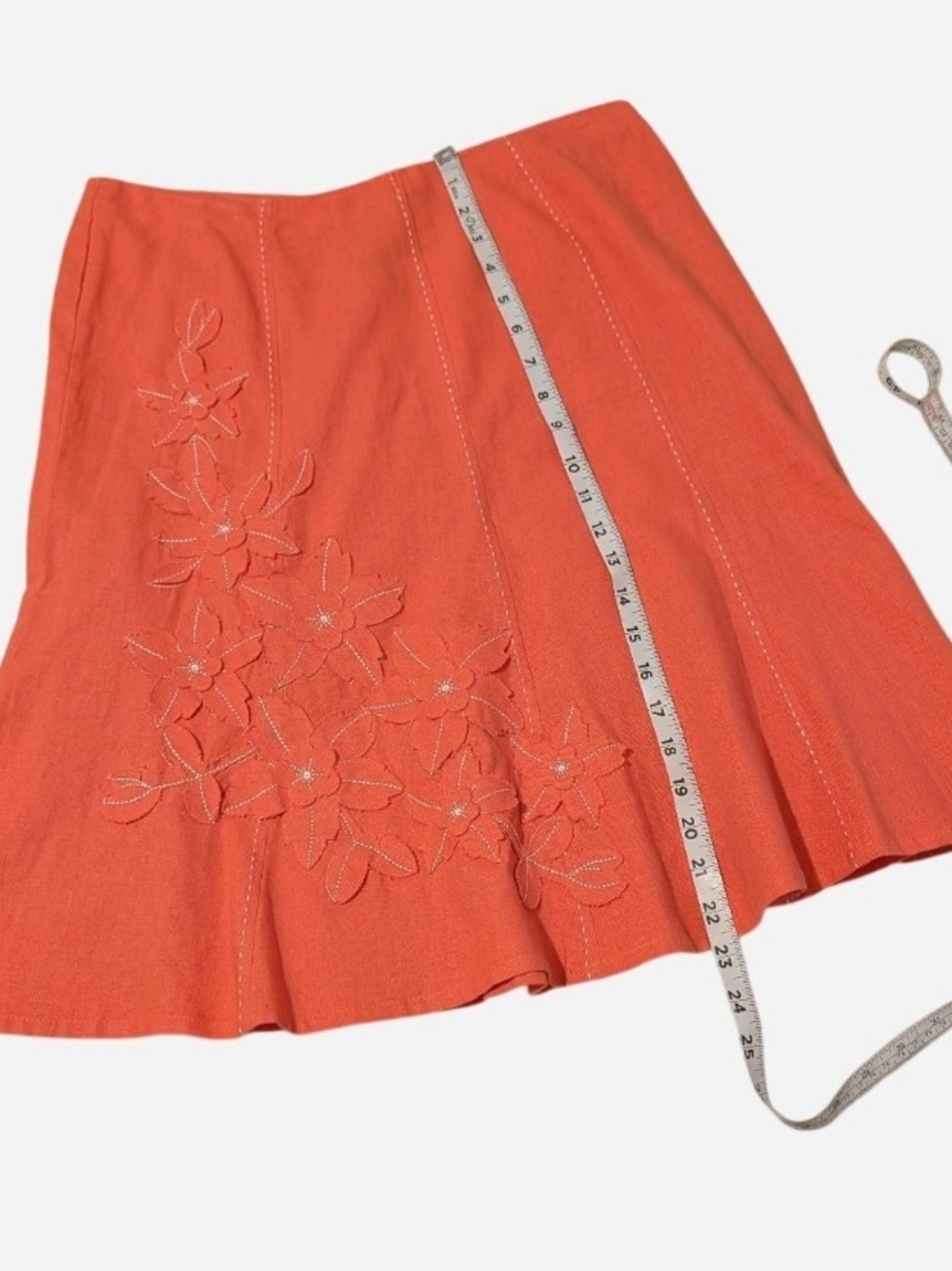 Pre-owned Sag Harbor Coral Embroidered A-Line Skirt
